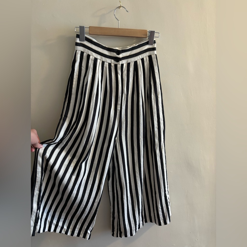 H&M Striped Wide Leg Woven Pant